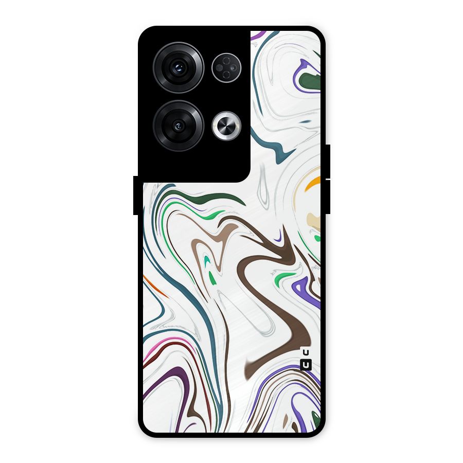 Marbled Printed Art Metal Back Case for Oppo Reno8 Pro 5G