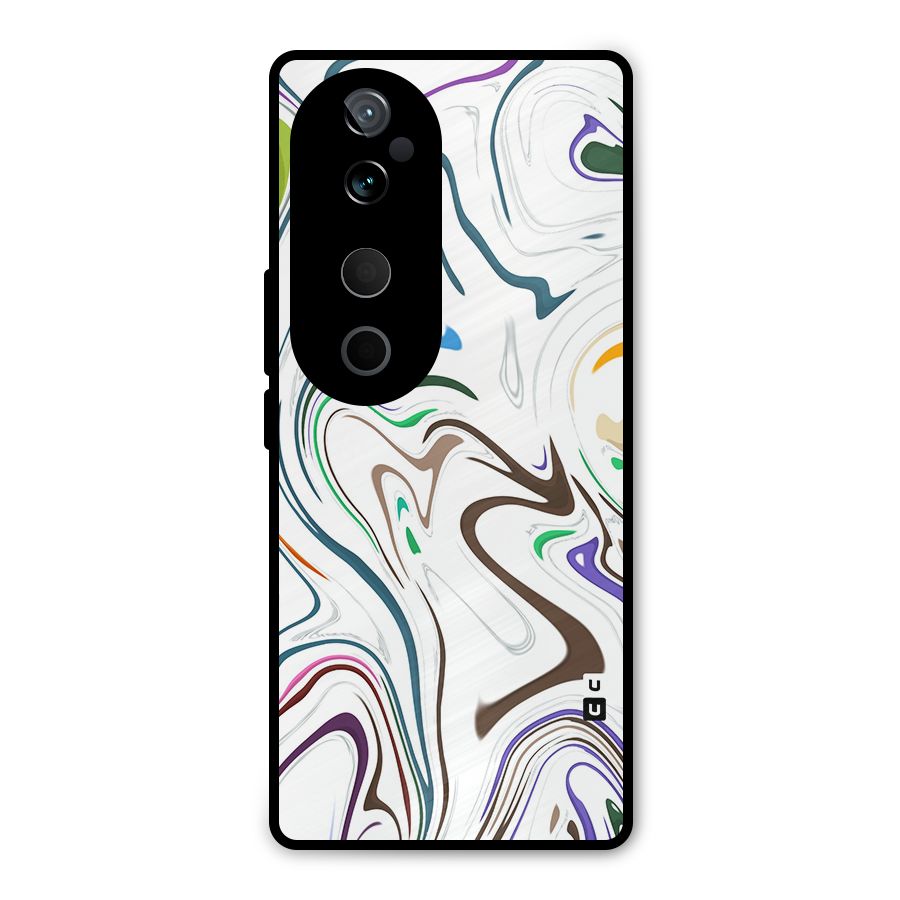 Marbled Printed Art Metal Back Case for Vivo T3 Ultra