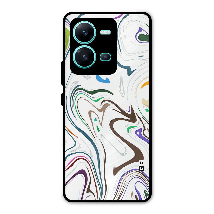 Marbled Printed Art Metal Back Case for Vivo V25