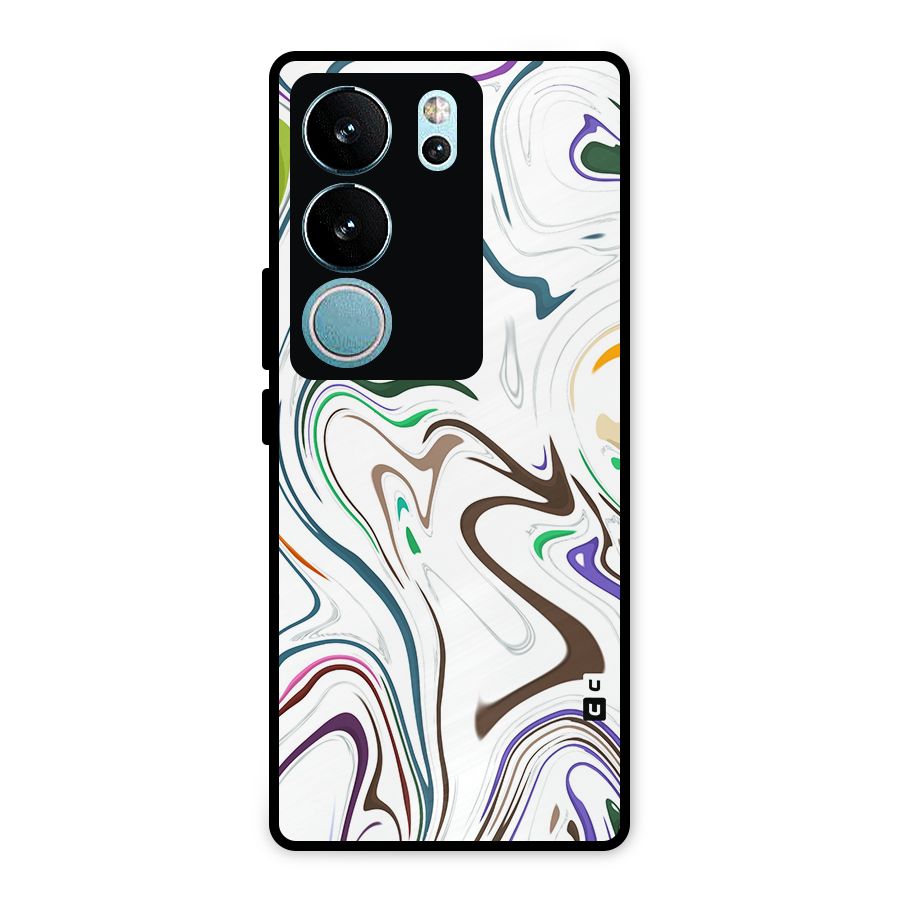 Marbled Printed Art Metal Back Case for Vivo V29 Pro