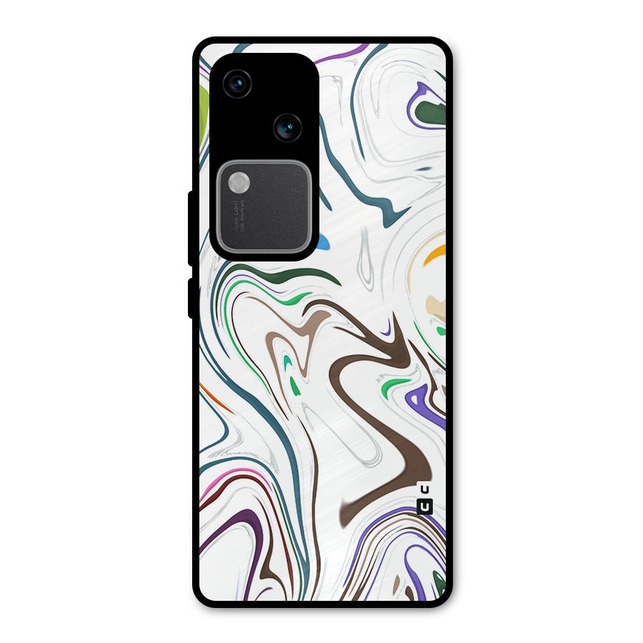 Marbled Printed Art Metal Back Case for Vivo V30
