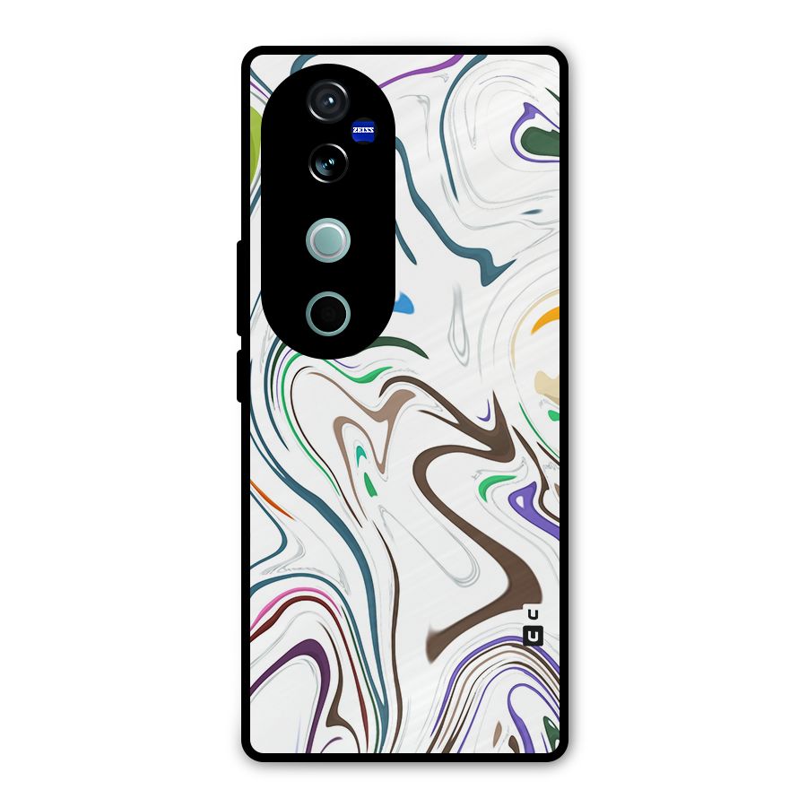 Marbled Printed Art Metal Back Case for Vivo V40 Pro