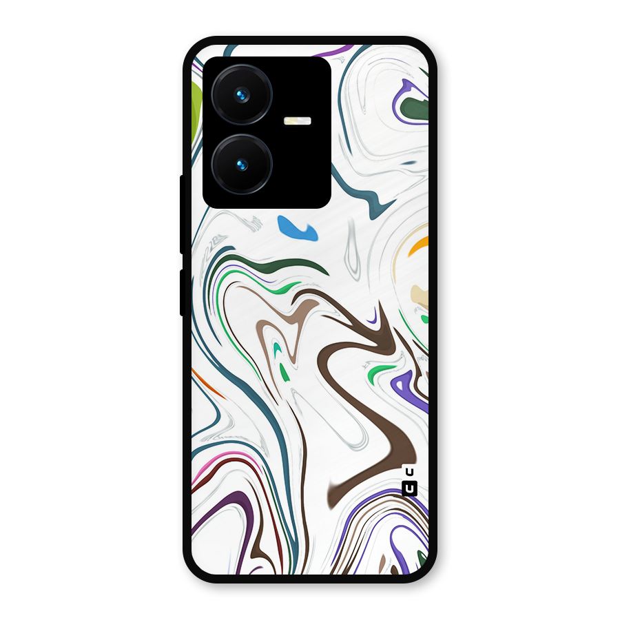 Marbled Printed Art Metal Back Case for Vivo Y22s