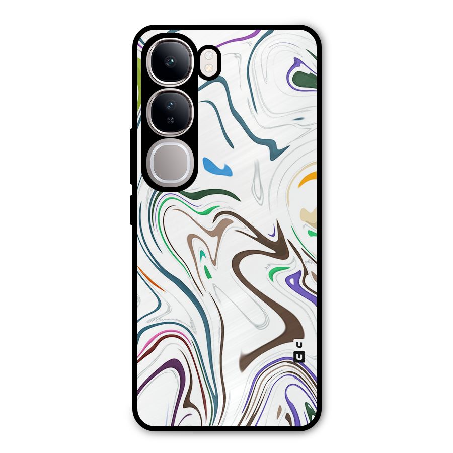 Marbled Printed Art Metal Back Case for Vivo Y300