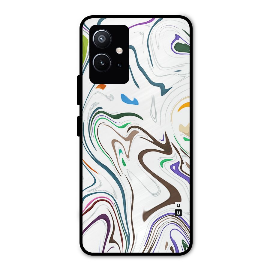 Marbled Printed Art Metal Back Case for Vivo Y75 5G