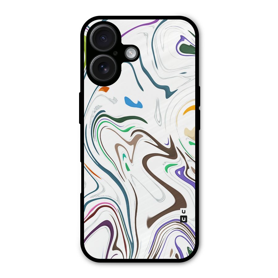 Marbled Printed Art Metal Back Case for iPhone 16