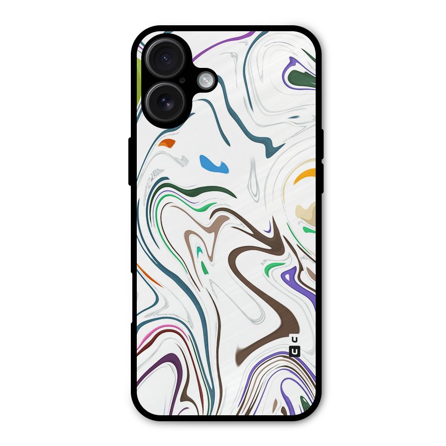 Marbled Printed Art Metal Back Case for iPhone 16 Plus