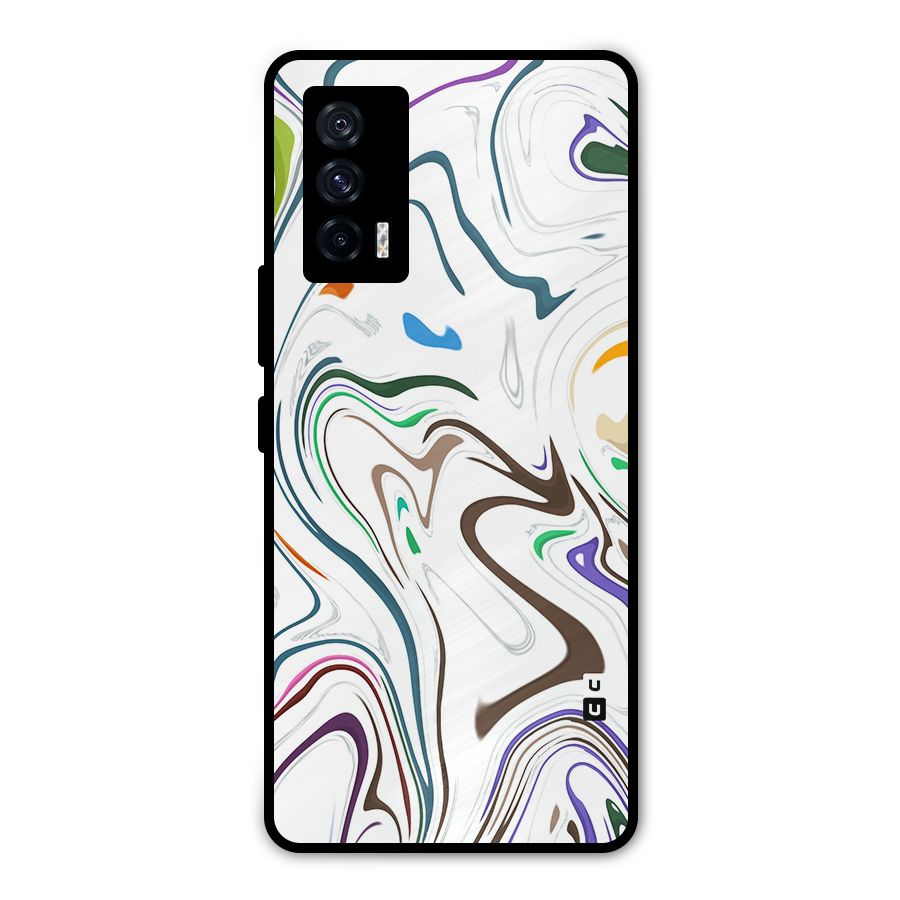 Marbled Printed Art Metal Back Case for iQOO 7 5G