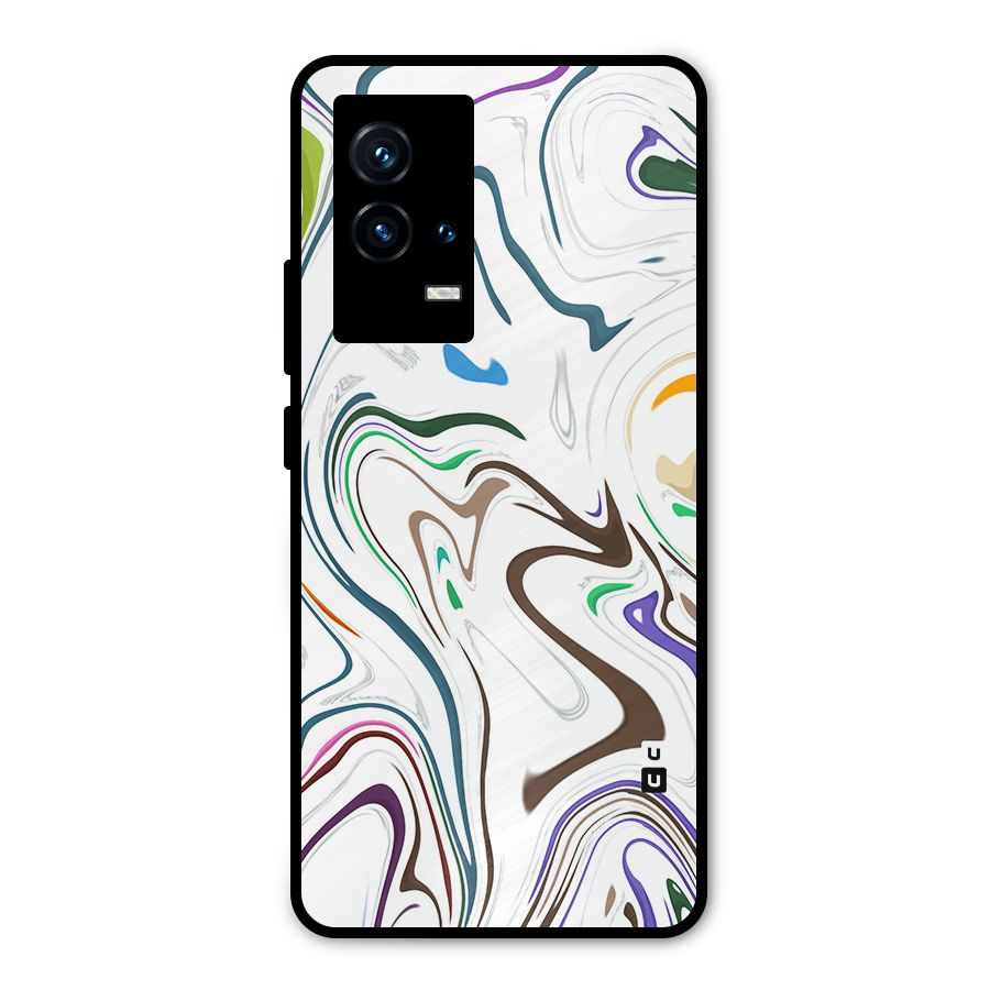 Marbled Printed Art Metal Back Case for iQOO 9 5G