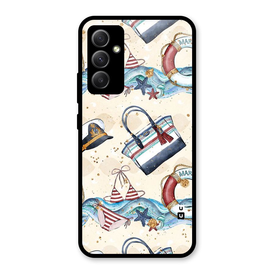 Marine Bag Design Glass Back Case for Galaxy A34