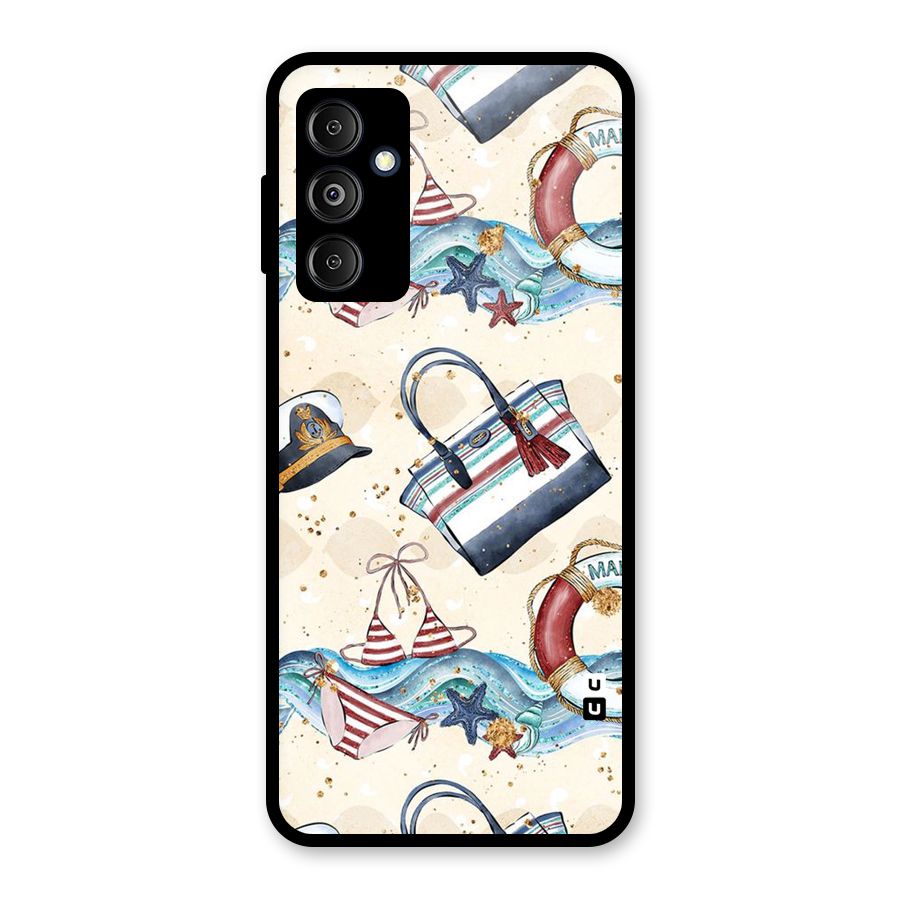 Marine Bag Design Glass Back Case for Galaxy M14 5G