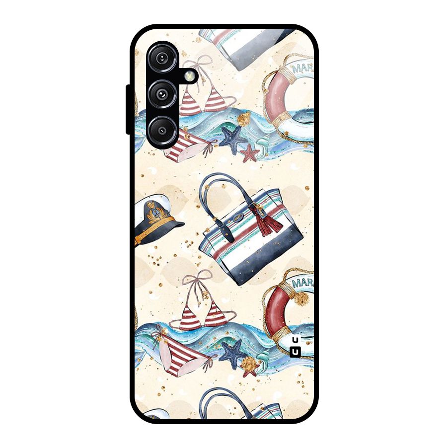 Marine Bag Design Glass Back Case for Galaxy M34 5G