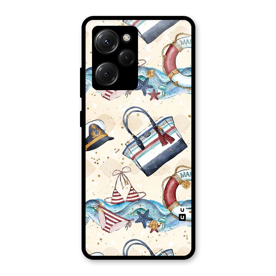Marine Bag Design Glass Back Case for Poco X5 Pro