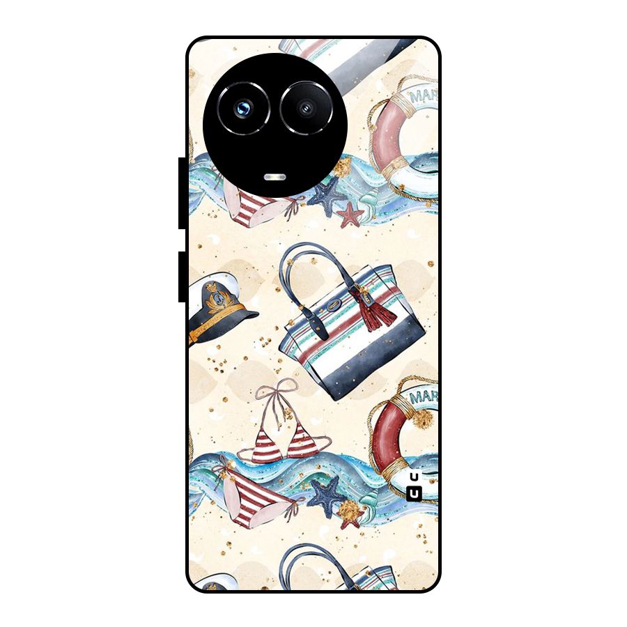 Marine Bag Design Glass Back Case for Realme 11X