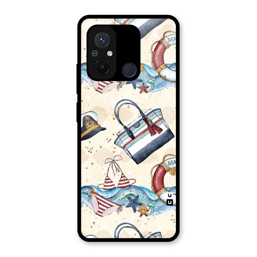 Marine Bag Design Glass Back Case for Redmi 12C