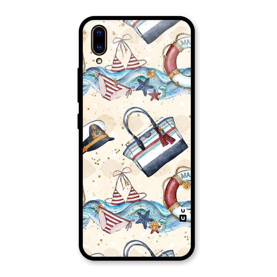 Marine Bag Design Glass Back Case for Vivo V11 Pro
