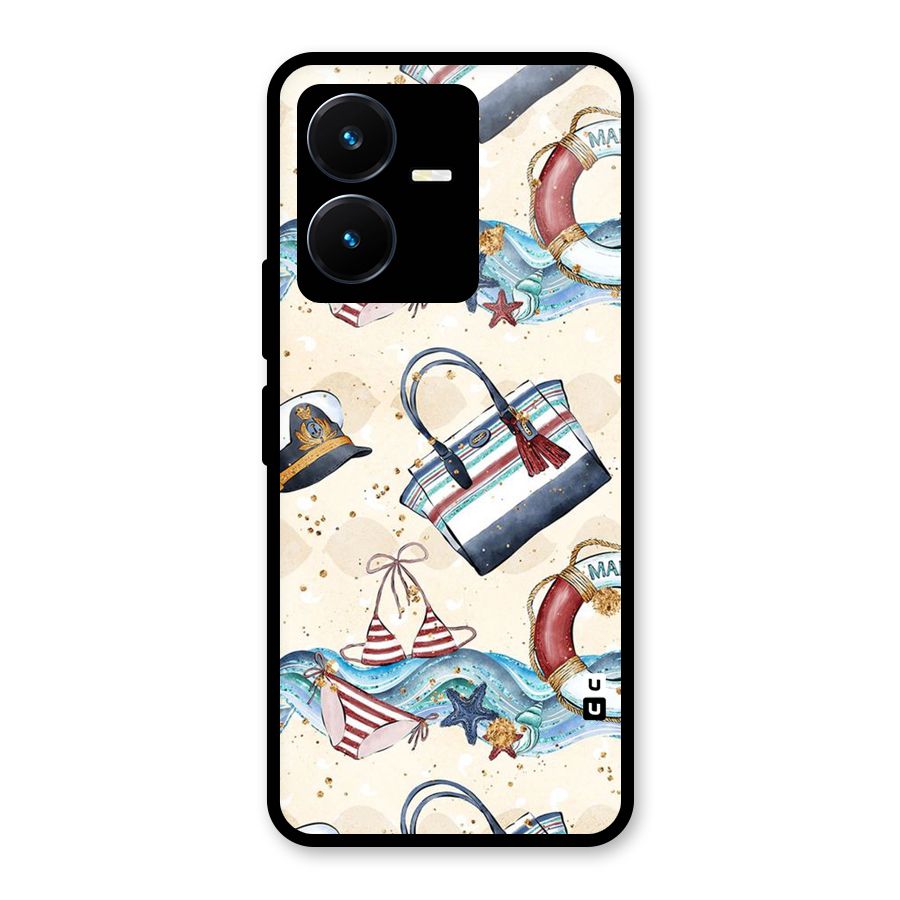 Marine Bag Design Glass Back Case for Vivo Y22s