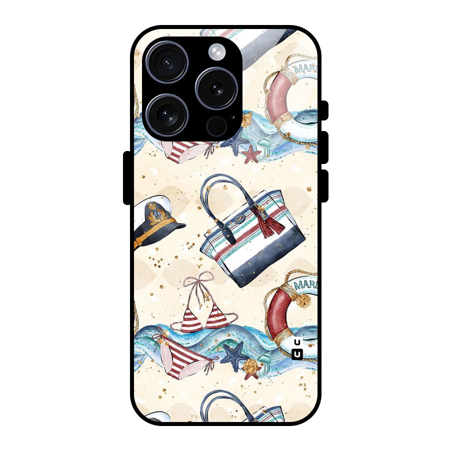 Marine Bag Design Glass Back Case for iPhone 15 Pro