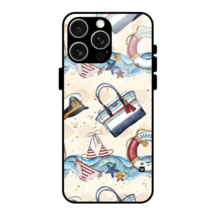 Marine Bag Design Glass Back Case for iPhone 15 Pro Max