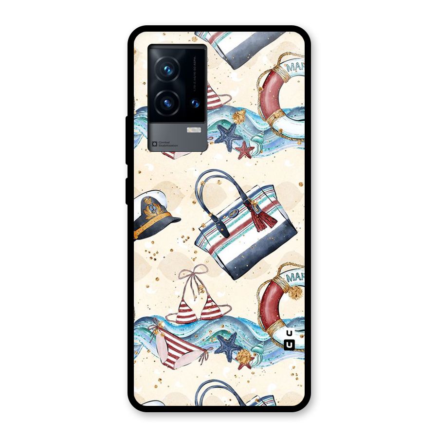 Marine Bag Design Glass Back Case for iQOO 9 5G