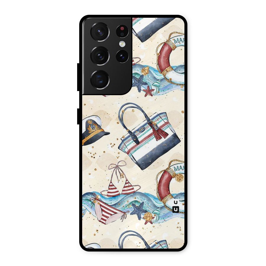 Marine Bag Design Metal Back Case for Galaxy S21 Ultra 5G