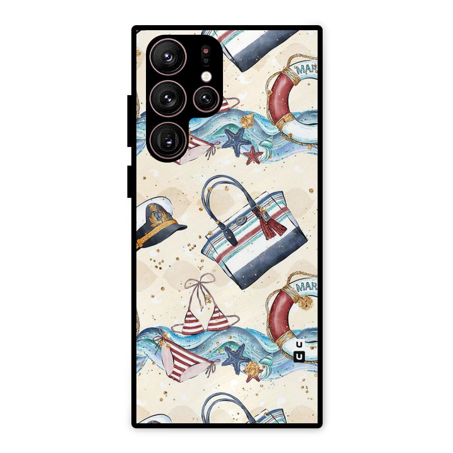 Marine Bag Design Metal Back Case for Galaxy S22 Ultra 5G