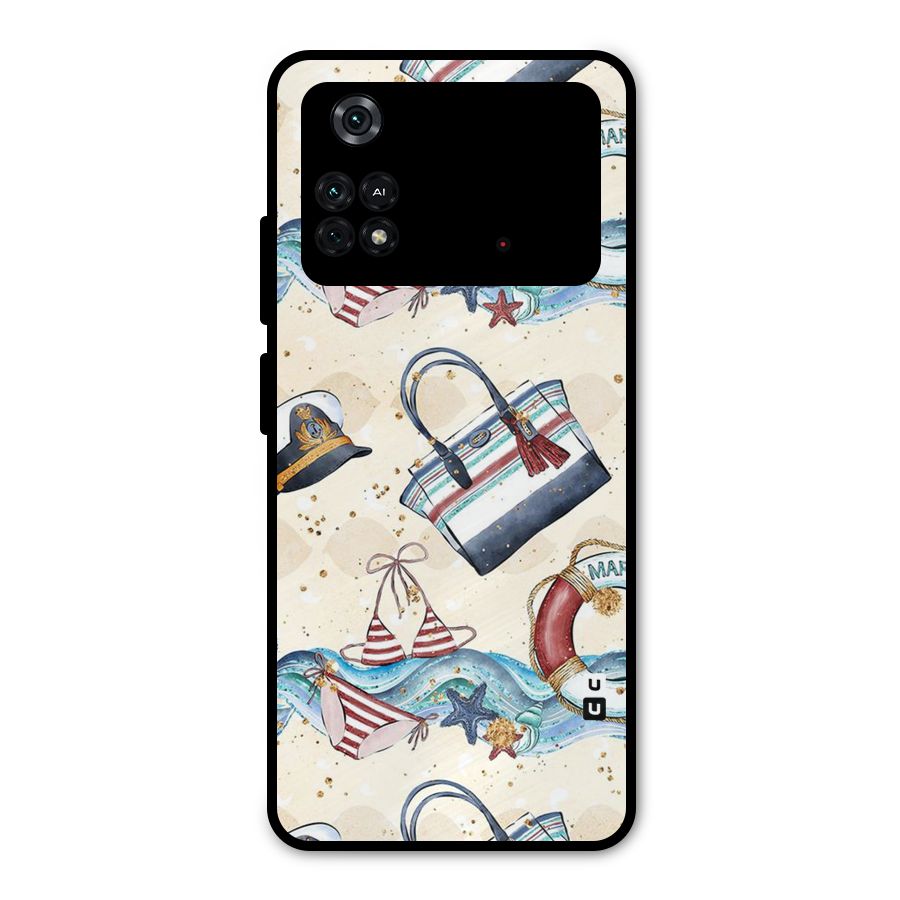 Marine Bag Design Metal Back Case for Poco M4 Pro 4G