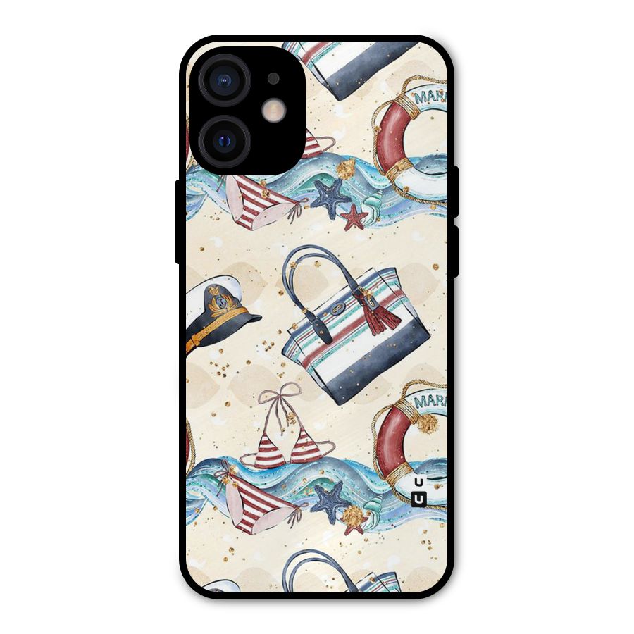 Marine Bag Design Metal Back Case for iPhone 12 Mini