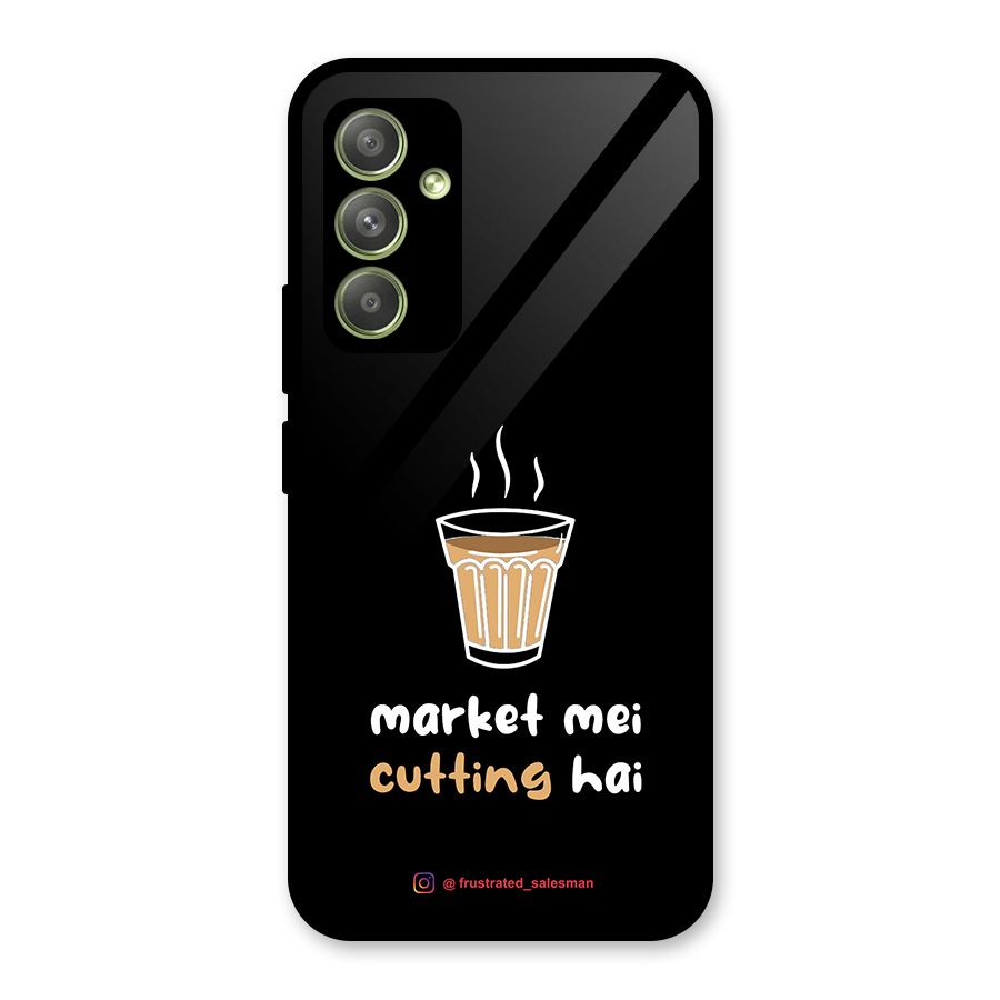 Market Mei Cutting Hai Black Glass Back Case for Galaxy A54