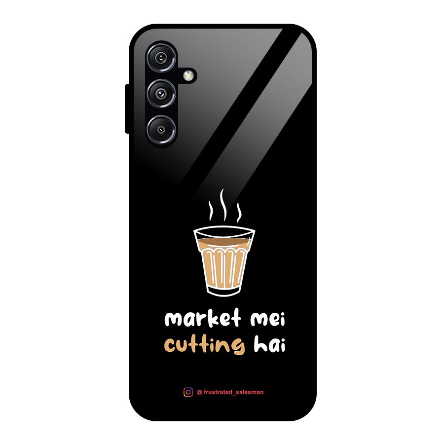 Market Mei Cutting Hai Black Glass Back Case for Galaxy M34 5G