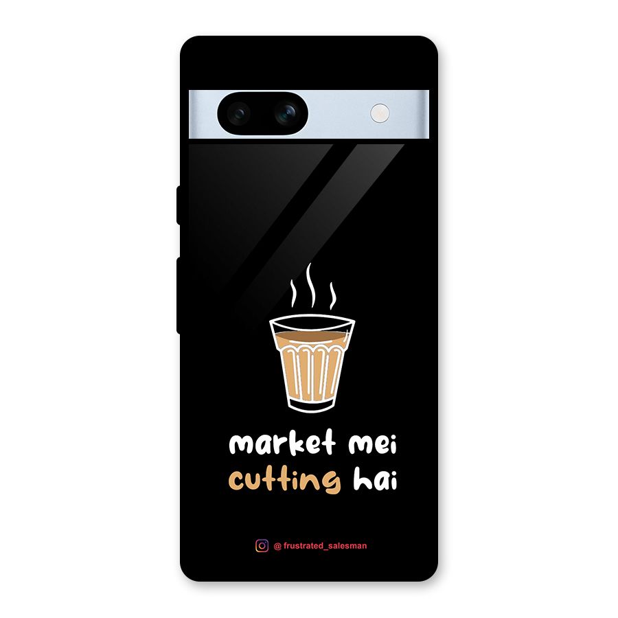 Market Mei Cutting Hai Black Glass Back Case for Google Pixel 7a