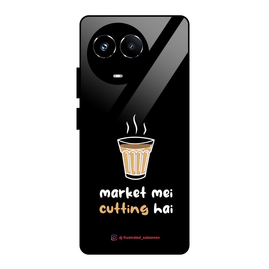 Market Mei Cutting Hai Black Glass Back Case for Realme Narzo 60X