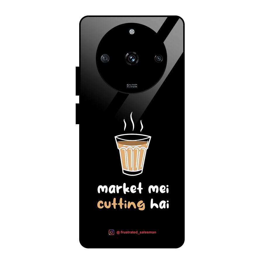 Market Mei Cutting Hai Black Glass Back Case for Realme Narzo 60 5G