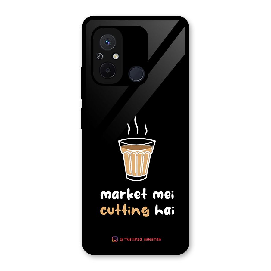Market Mei Cutting Hai Black Glass Back Case for Redmi 12C