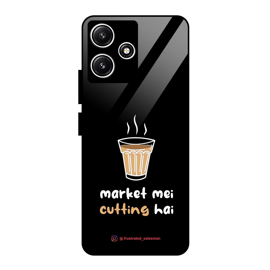 Market Mei Cutting Hai Black Glass Back Case for Redmi 12 5G
