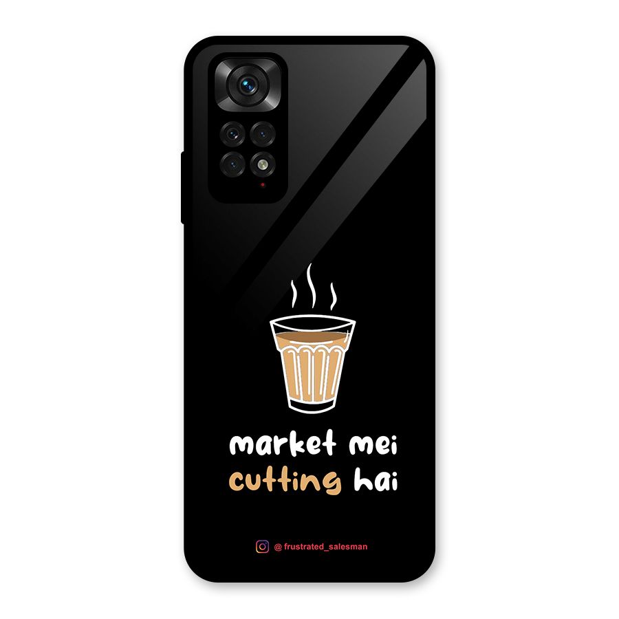 Market Mei Cutting Hai Black Glass Back Case for Redmi Note 11S