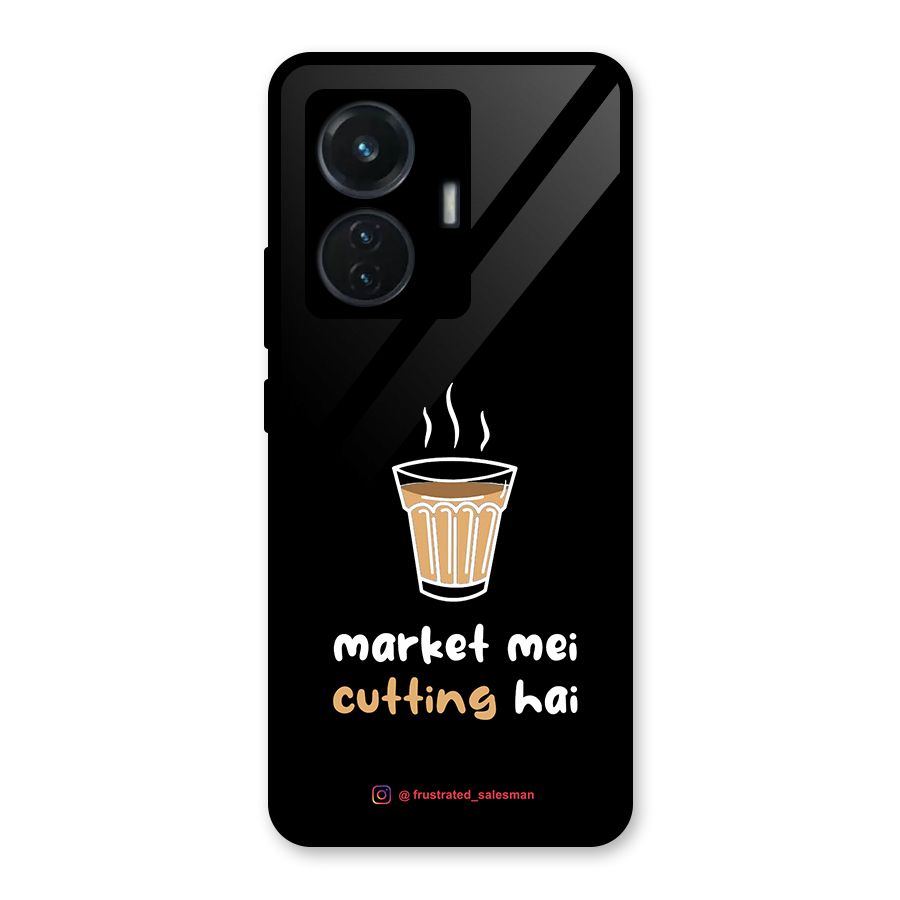 Market Mei Cutting Hai Black Glass Back Case for Vivo T1 44W