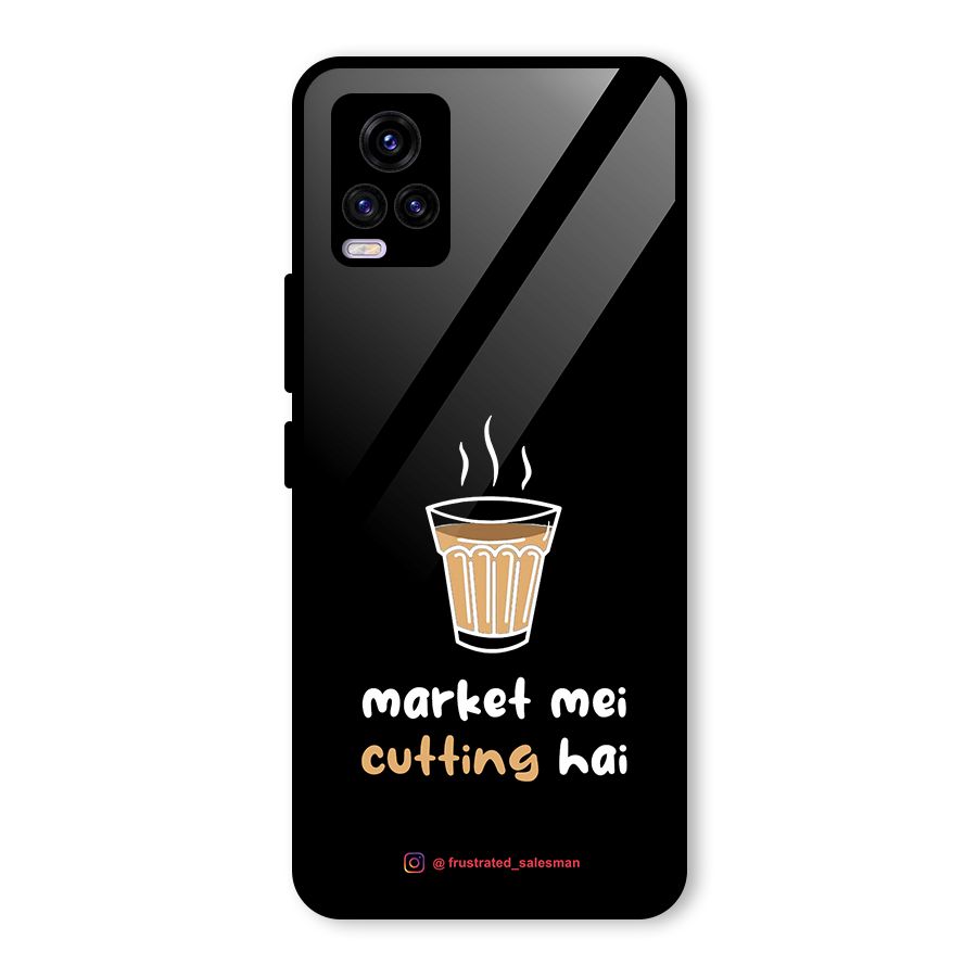 Market Mei Cutting Hai Black Glass Back Case for Vivo V20 2021