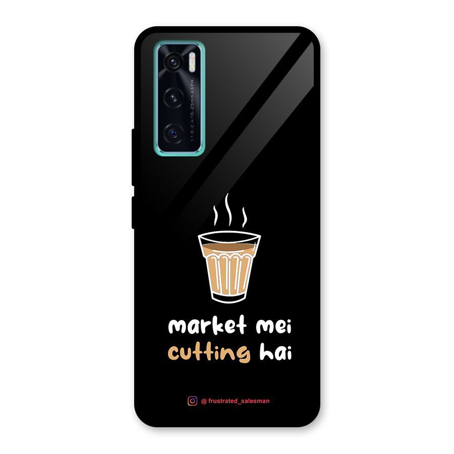 Market Mei Cutting Hai Black Glass Back Case for Vivo V20 SE