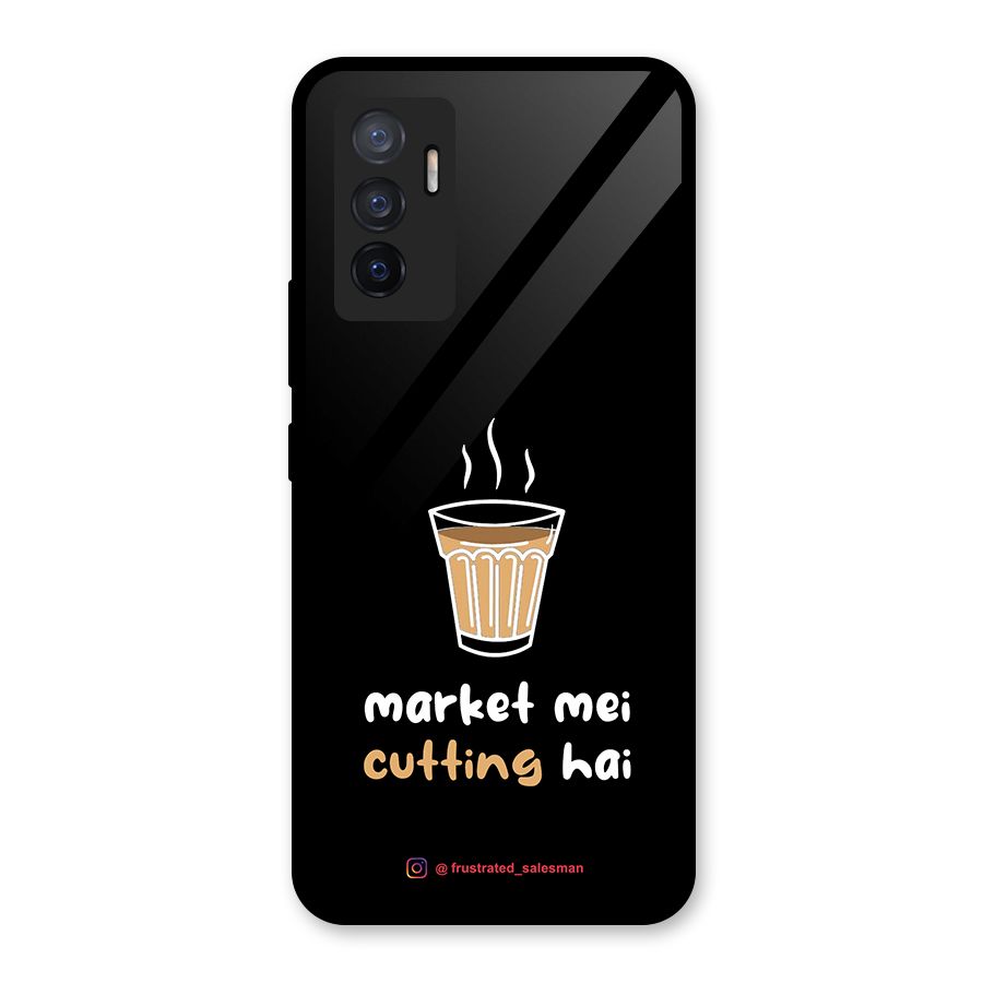 Market Mei Cutting Hai Black Glass Back Case for Vivo V23e
