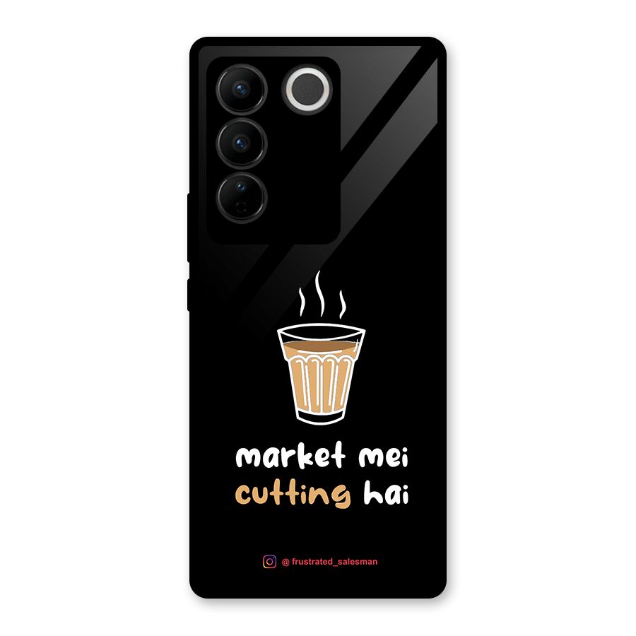 Market Mei Cutting Hai Black Glass Back Case for Vivo V27 Pro
