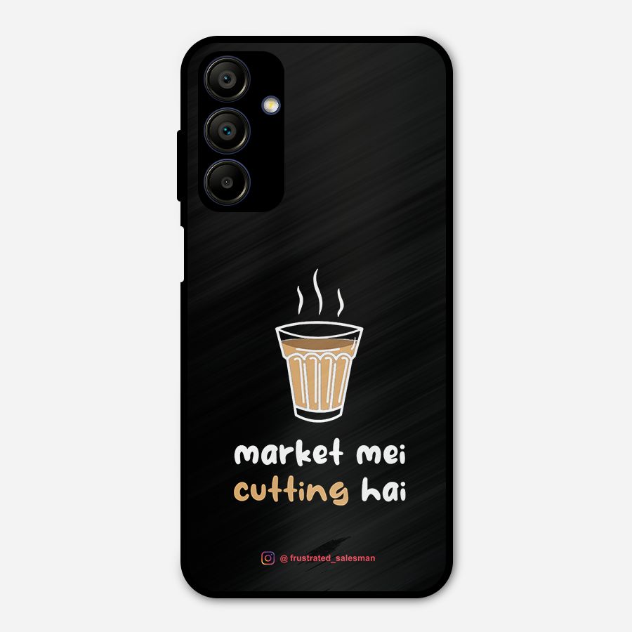 Market Mei Cutting Hai Black Metal Back Case for Galaxy A15 5G