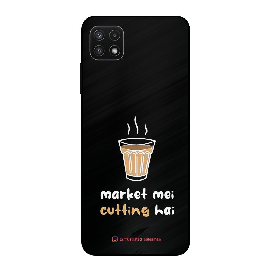 Market Mei Cutting Hai Black Metal Back Case for Galaxy A22 5G
