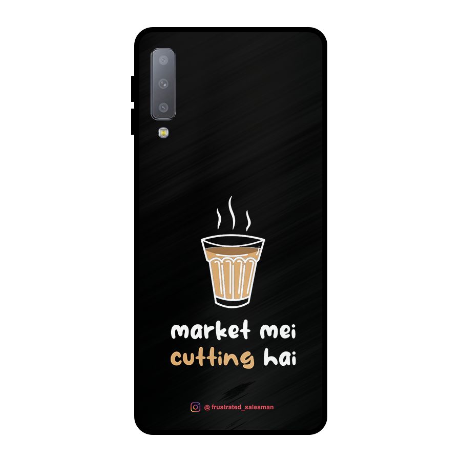 Market Mei Cutting Hai Black Metal Back Case for Galaxy A7 (2018)