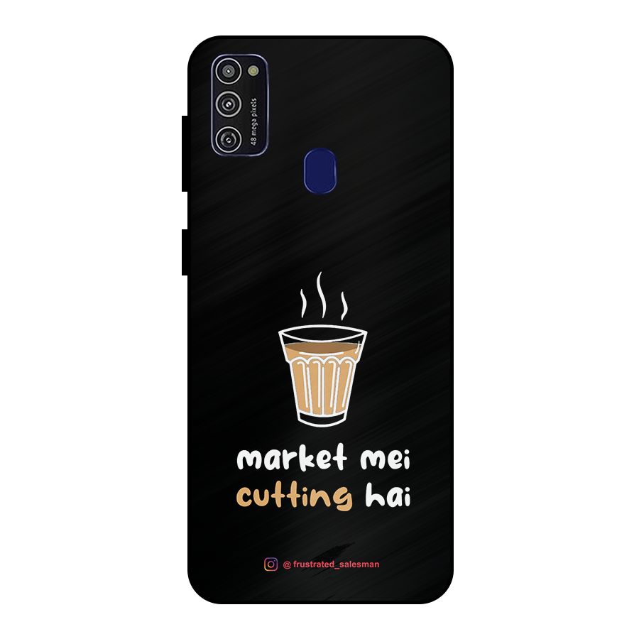 Market Mei Cutting Hai Black Metal Back Case for Galaxy M30s