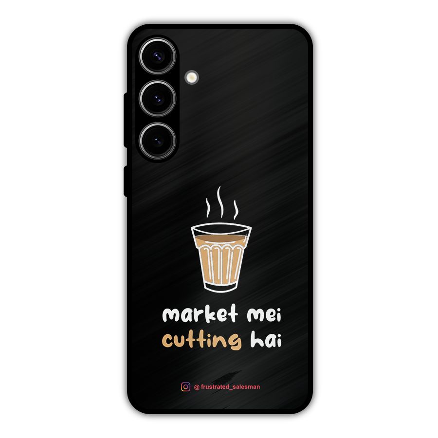 Market Mei Cutting Hai Black Metal Back Case for Galaxy S24 Plus