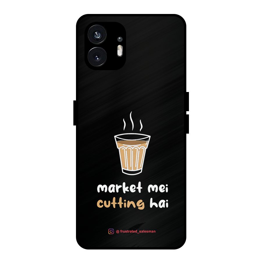 Market Mei Cutting Hai Black Metal Back Case for Nothing Phone 2