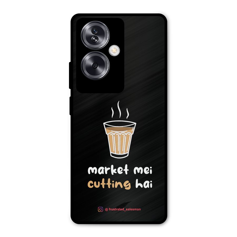 Market Mei Cutting Hai Black Metal Back Case for Oppo A79 5G