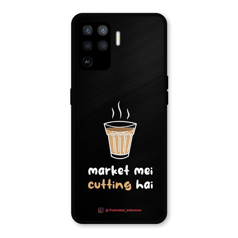 Market Mei Cutting Hai Black Metal Back Case for Oppo F19 Pro