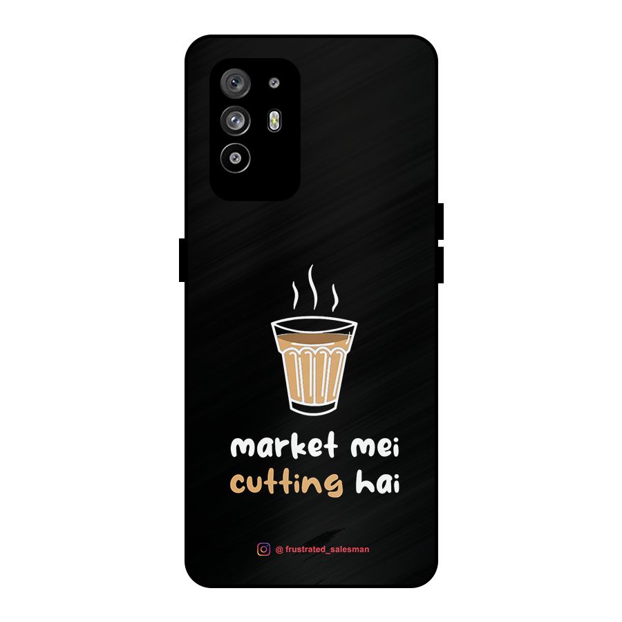 Market Mei Cutting Hai Black Metal Back Case for Oppo F19 Pro Plus 5G